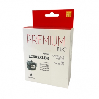 Brother LC402XLBKS. Cartouche d'encre compatible, rendement élevé. Noir Premium Ink-1
