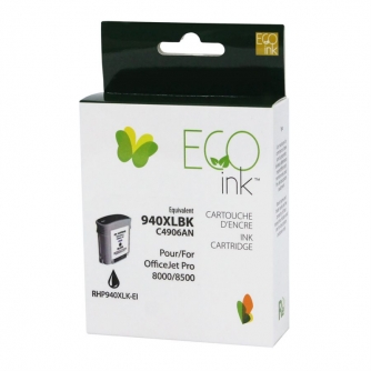 Réusinée HP 940XL (C4906AN). Cartouche d'encre. Rendement élevé. Noir. EcoInk-1