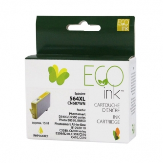 Réusinée HP 564XL (CB325WN). Cartouche d'encre. Rendement élevé. Jaune. EcoInk-1