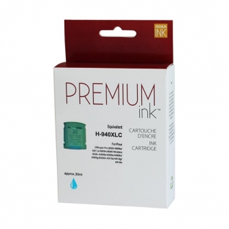 Réusinée HP 940XL (C4907AN). Cartouche d'encre. Rendement élevé. Cyan. Premium Ink-1
