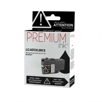 Brother LC401XLBK. Cartouche compatible. Rendement élevé. Noir. Premium Ink-2