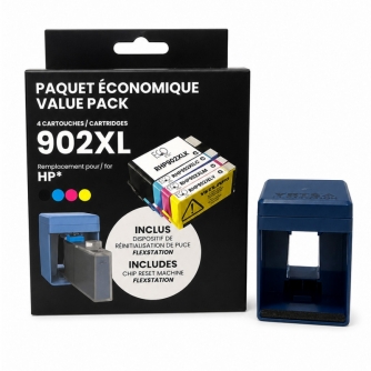 HP 902XL. FlexStation + Ensemble de 4 cartouches d'encre réusinées. Eco Ink-2