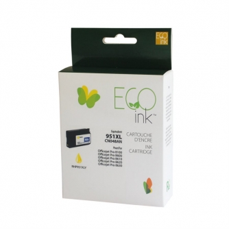 Réusinée HP 951XL (CN048AN). Cartouche d'encre. Rendement élevé. Jaune. EcoInk-1