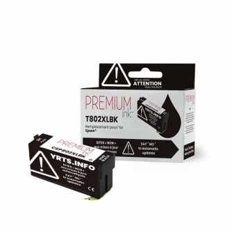Epson 802XL (T802XL120-S). Cartouche compatible. Rendement élevé. Noir. Premium Ink-1