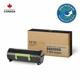Lexmark 66S1000. Cartouche de toner réusinée ZÉRO BLOCAGE. Noir Ecotone-1