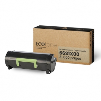 Lexmark 66S1X00. Cartouche de toner réusinée. Rendement extra élevé. Noir. Ecotone-1