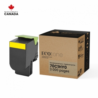 Lexmark 701HY (70C1HY0). Cartouche de toner réusinée. Rendement élevé. Jaune. Ecotone-1