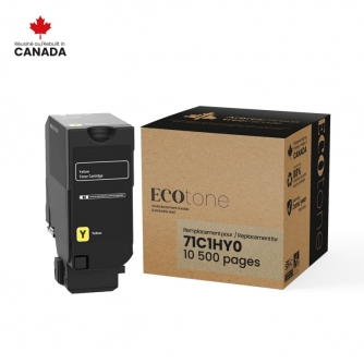 Lexmark 71C1HY0. Cartouche de toner réusinée, rendement élevé. Jaune Ecotone-1