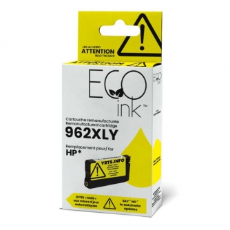 Remanufactured HP 962XL (3JA02AN). Yellow Ink Cartridge High Yield. EcoInk-2