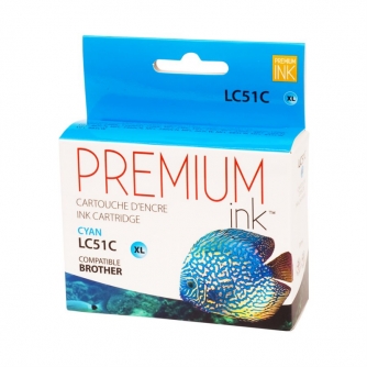 Brother LC51C. Compatible Cyan Ink Cartridge High Yield. Premium Ink-1