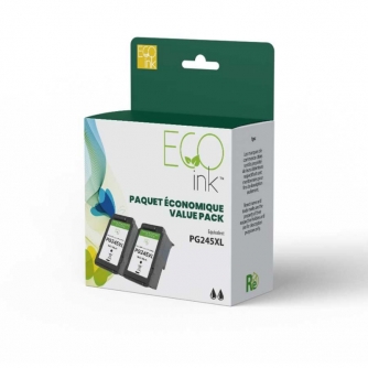 Canon PG-245XL (8278B010). Remanufactured Black Ink Cartridge. Value Pack (2) EcoInk-2
