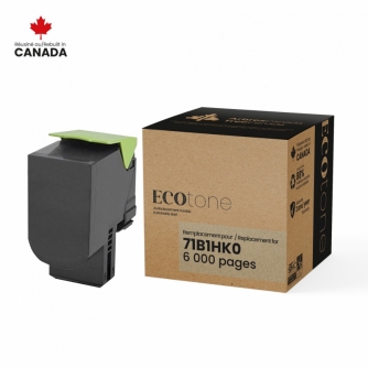 Lexmark 711HK (71B1HK0). Remanufactured Black Toner Cartridge High Yield. Ecotone-1