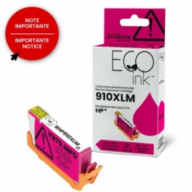 Réusinée HP 910XL (3YL63AN). Cartouche d'encre. Rendement élevé. Magenta. EcoInk