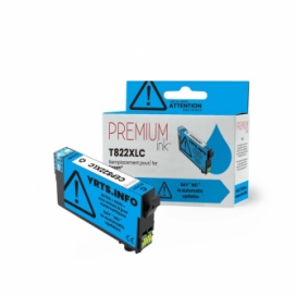 Epson 822XL (T822XL220-S). Cartouche compatible. Rendement élevé. Cyan. Premium Ink
