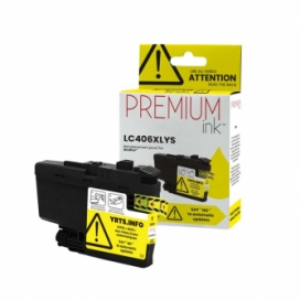 Brother LC406XLY. Cartouche compatible. Rendement très élevé. Jaune. Premium Ink