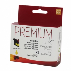 Brother LC105Y. Cartouche compatible. Jaune. Premium Ink