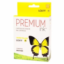 Brother LC61Y. Cartouche compatible. Rendement élevé. Jaune. Premium Ink