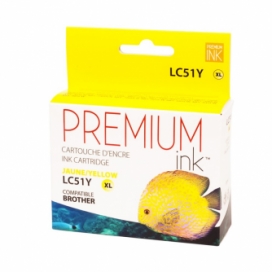 Brother LC51Y. Cartouche compatible. Rendement élevé. Jaune. Premium Ink