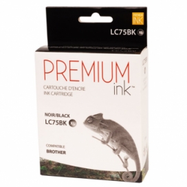 Brother LC75BK. Cartouche compatible. Rendement élevé. Noir. Premium Ink