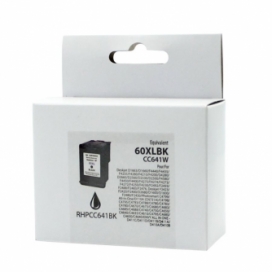 Réusinée HP 60XL (CC641WN). Cartouche d'encre. Rendement élevé. Noir. EcoInk