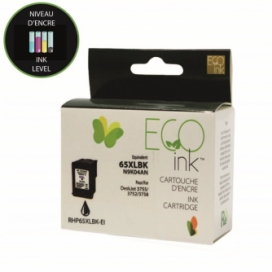 Réusinée HP 65XL (N9K04AN). Cartouche d'encre. Rendement élevé. Noir. EcoInk