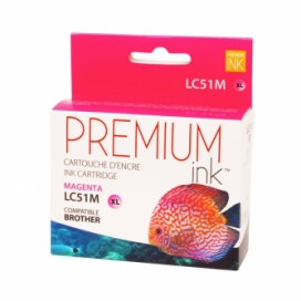 Brother LC51M. Cartouche compatible. Rendement élevé. Magenta. Premium Ink