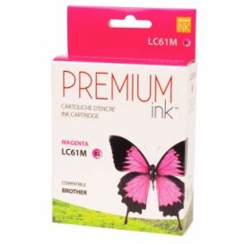 Brother LC61M. Cartouche compatible. Rendement élevé. Magenta. Premium Ink