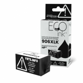 Réusinée HP 906XL (T6M18AN). Cartouche d'encre. Rendement élevé. Noir. EcoInk