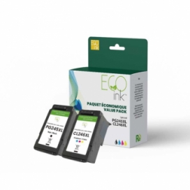 Canon PG-245XL / CL-246XL (8278B006). Cartouche réusinée. Rendement élevé CMYK EcoInk