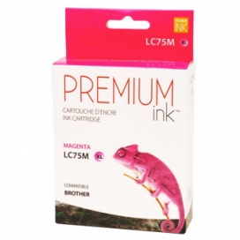 Brother LC75M. Cartouche compatible. Rendement élevé. Magenta. Premium Ink