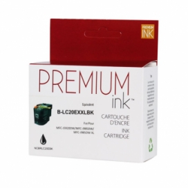 Brother LC20EBK. Cartouche compatible. Noir. Premium Ink