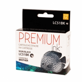 Brother LC51BK. Cartouche compatible. Rendement élevé. Noir. Premium Ink