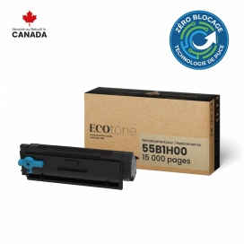 Lexmark 55B1H00. Cartouche de toner réusinée ZÉRO BLOCAGE. Rendement élevé. Noir. Ecotone