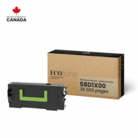 Lexmark 58D1X00. Cartouche de toner réusinée, rendement extra élevé. Noir Ecotone