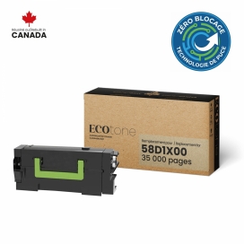Lexmark 58D1X00. Cartouche de toner réusinée ZÉRO BLOCAGE. Rendement extra élevé. Noir Ecotone