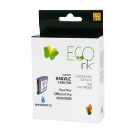 Remanufactured HP 940XL (C4907AN).Cyan Ink Cartridge High Yield. EcoInk