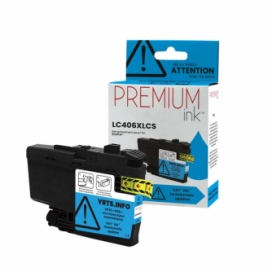 Brother LC406XLC. Compatible Cyan Ink Cartridge Very High Yield. Premium Ink