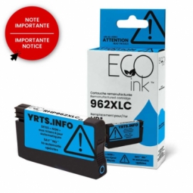 Remanufactured HP 962XL (3JA00AN).Cyan Ink Cartridge High Yield. EcoInk
