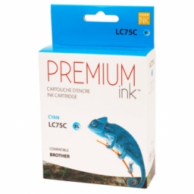 Brother LC75C. Compatible Cyan Ink Cartridge High Yield. Premium Ink