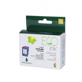 Remanufactured HP 63XL (F6U64AN). Black ink Cartridge High Yield. EcoInk