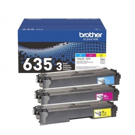 Brother TN635 (CMY). Original 3-Pack Cyan, Magenta, Yellow Toner Cartridges