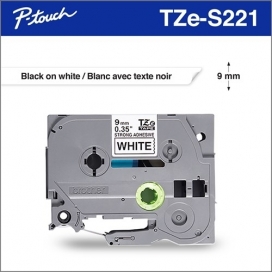 Brother™ TZeS221 Extra Strength Adhesive Black / White 9mm