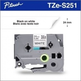 Brother™ TZeS251 Black / White Extra Strength Adhesive 24mm