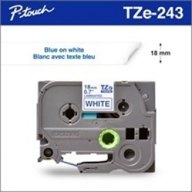 Brother™ TZe243 Bleu / Blanc 18mm