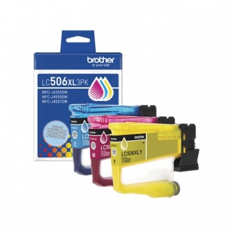 Brother LC506XL3PKS. Cartouches d’encre cyan, magenta, jaune originales à rendement élevé