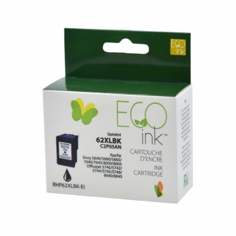 Remanufactured HP 62XL (C2P05AN). Black ink Cartridge High Yield. EcoInk