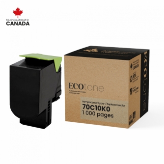 Lexmark 701K (70C10K0). Remanufactured Black Toner Cartridge. Ecotone