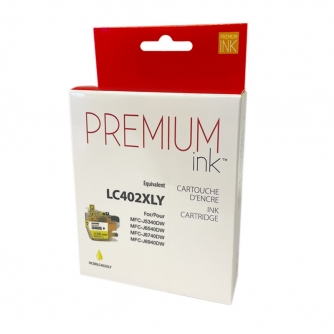 Brother LC402XLYS. Cartouche d'encre compatible, rendement élevé. Jaune Premium Ink