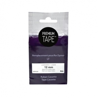Dymo 91331 Plastic Label  Black / White 12mm