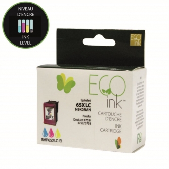 Remanufactured HP 65XL (N9K03AN). Color Ink Cartridge. EcoInk